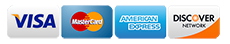Accepted payment cards — Visa, Mastercard, American Express, Discover